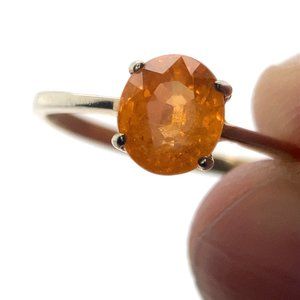 Spessartine 1.45ct Golden Rhodium Finish Solid 925 Sterling Silver Ring